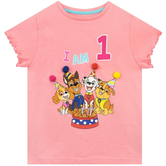 PAW Patrol Girls Short Sleeve Birthday I AM 1 T-Shirt