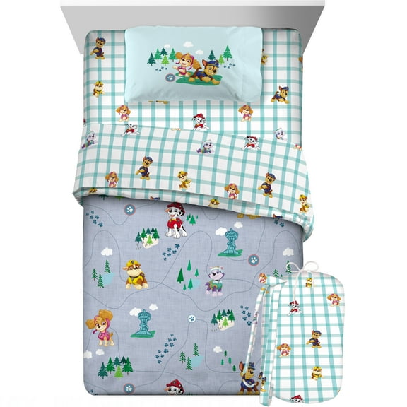 PAW Patrol Kids 5 Piece Reversible Comforter, Bed in a Bag, Twin