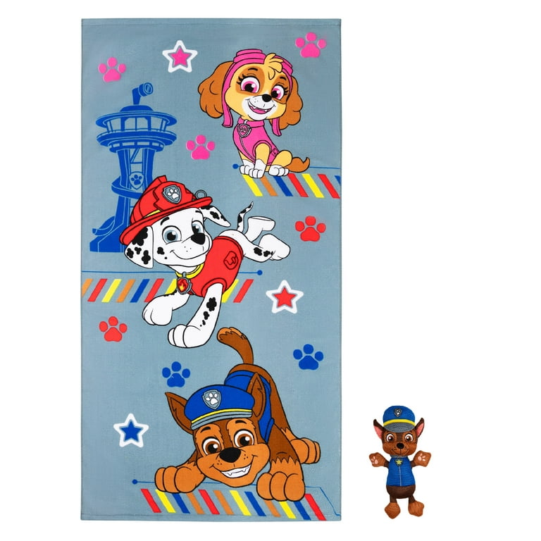 Towel Scrubby Kids Patrol Gray, Character Nickelodeon Set, and PAW Chase