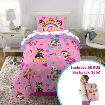 PAW Patrol Kids Pink Twin Bed-in-a-Bag Set with Bonus Tote, Pink, Nickelodeon