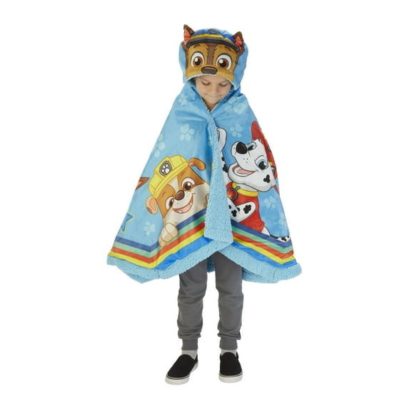 PAW Patrol Kids Sherpa Snuggle Wrap Hoodie Blanket, Blue