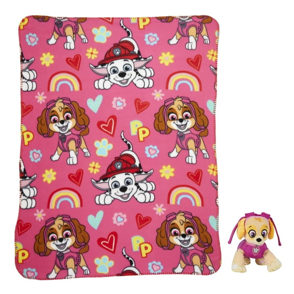 PAW Patrol Kids Skye Hugger Pillow and Fleece Throw Gift Set, 2-Piece, Pink, Nickelodeon