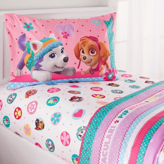 PAW Patrol Kids Twin Sheet Set, Pink, Nickelodeon