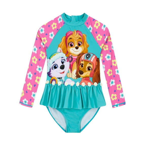 PAW Patrol Long Sleeve Girls Swimsuit Blue Sizes 2T-8