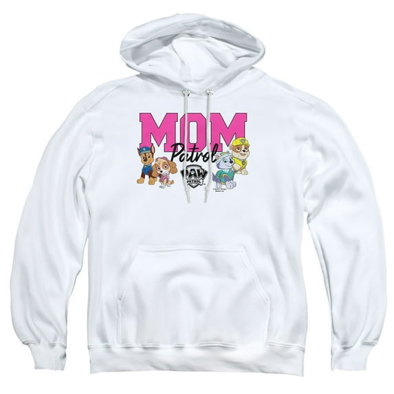 PAW Patrol Mother's Day Mom Patrol Adult Pull-Over Hoodie, White, Large