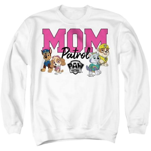 PAW Patrol Mother's Day Mom Patrol Unisex Adult Crewneck Sweatshirt, White, Small