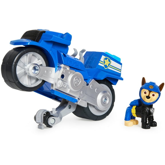 PAW Patrol, Moto Pups Chases Deluxe Pull Back Motorcycle Vehicle with Wheelie Feature and Figure