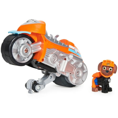 PAW Patrol, Moto Pups Zuma&rsquo;s Deluxe Pull Back Motorcycle Vehicle with Wheelie Feature and Toy Figure