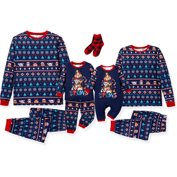 Paw Patrol Toddler Christmas Pajamas Family Matching Pjs Holiday Sleepwear Top and Pants Set with Socks Girls Boys Pjs 3-4Y
