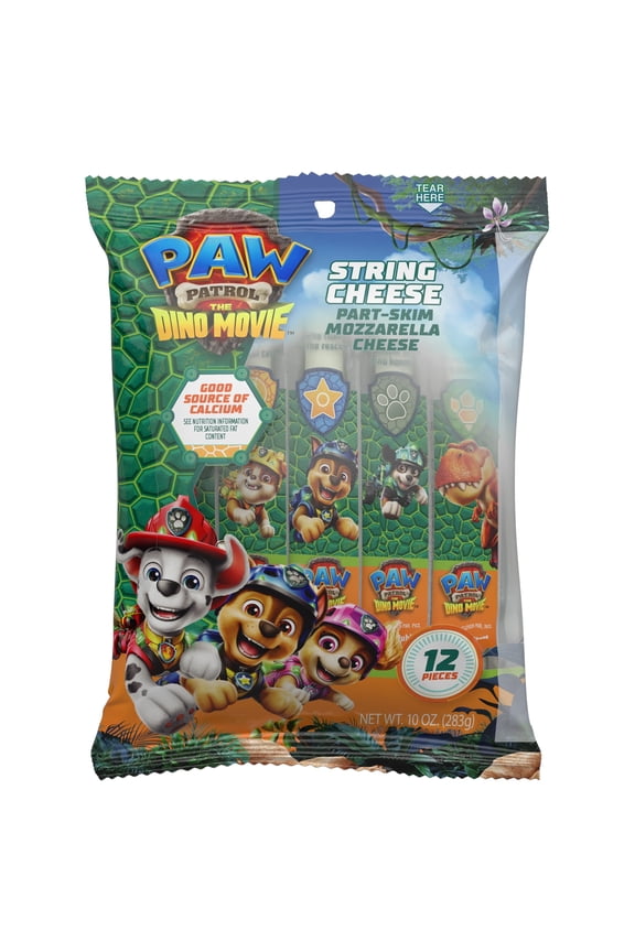 Nickelodeon PAW Patrol PartSkim Mozzarella String Cheese Snack, Plastic Bag, 10 oz, 12 Sticks