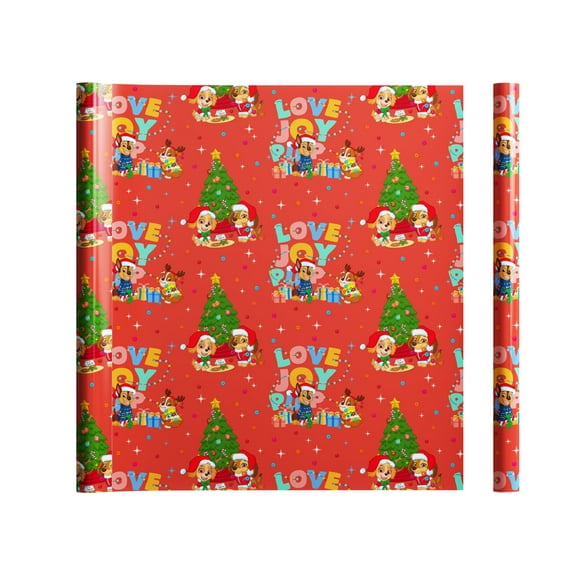 PAW Patrol Red Love Wrapping Paper Roll with Themed Designs for Holidays, Birthdays and Celebrations, 60 sq ft.
