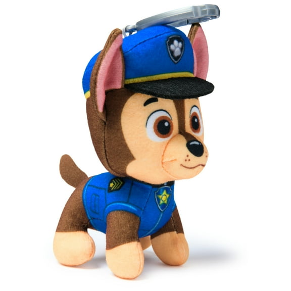 PAW Patrol: Rescue Wheels, 4-Inch Chase Plush Toy with Keychain Clip