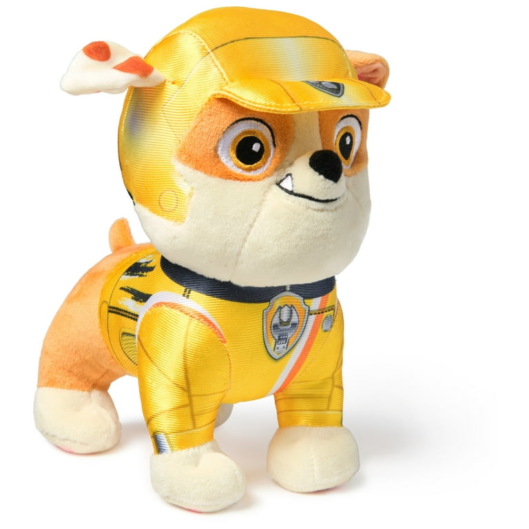 PAW Patrol Rescue Wheels, Rubble 8-Inch Plush Toy for Kids Ages 3+