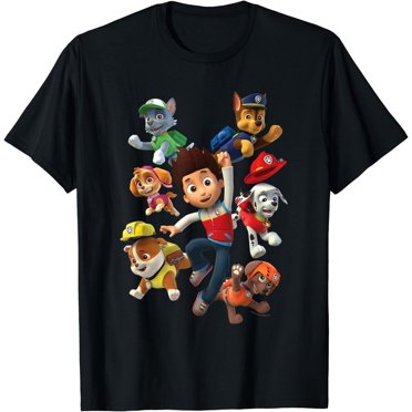 PAW PATROL Jungle Pups Boys T-Shirt - Chase Marshall Tracker Cotton Tee