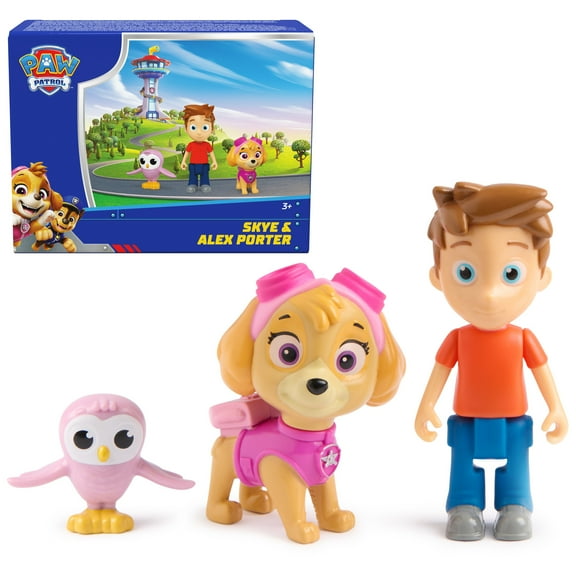 PAW Patrol Skye & Alex Porter Figure Pack with Lil Hootie Toy Figure, for Kids 3+