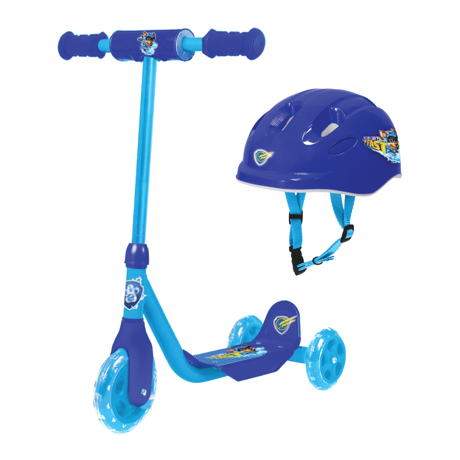 PAW Patrol The Mighty Movie Chase 3 Wheel Scooter & Helmet Set - Ages 2+ - 44 lbs - Unisex - Blue - image 1 of 7
