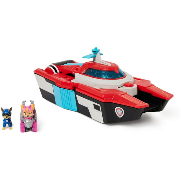 PAW Patrol: The Mighty Movie, Pup Squad Aircraft Carrier with Skye Racer & Chase Figure for Kids 3+