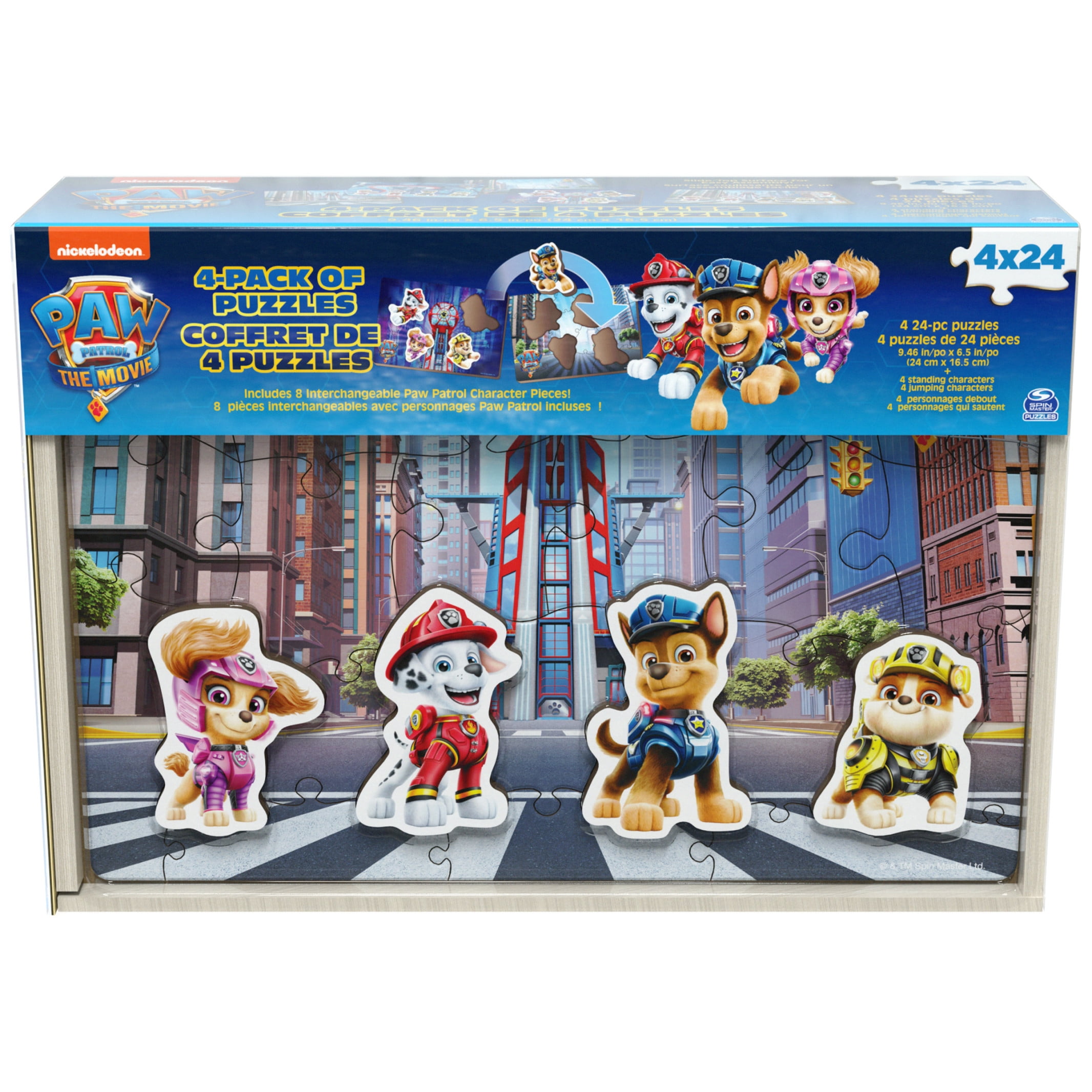 PAW Patrol: The Movie, 4-Pack Wooden Puzzles, 24-Piece, Ages 3 and up