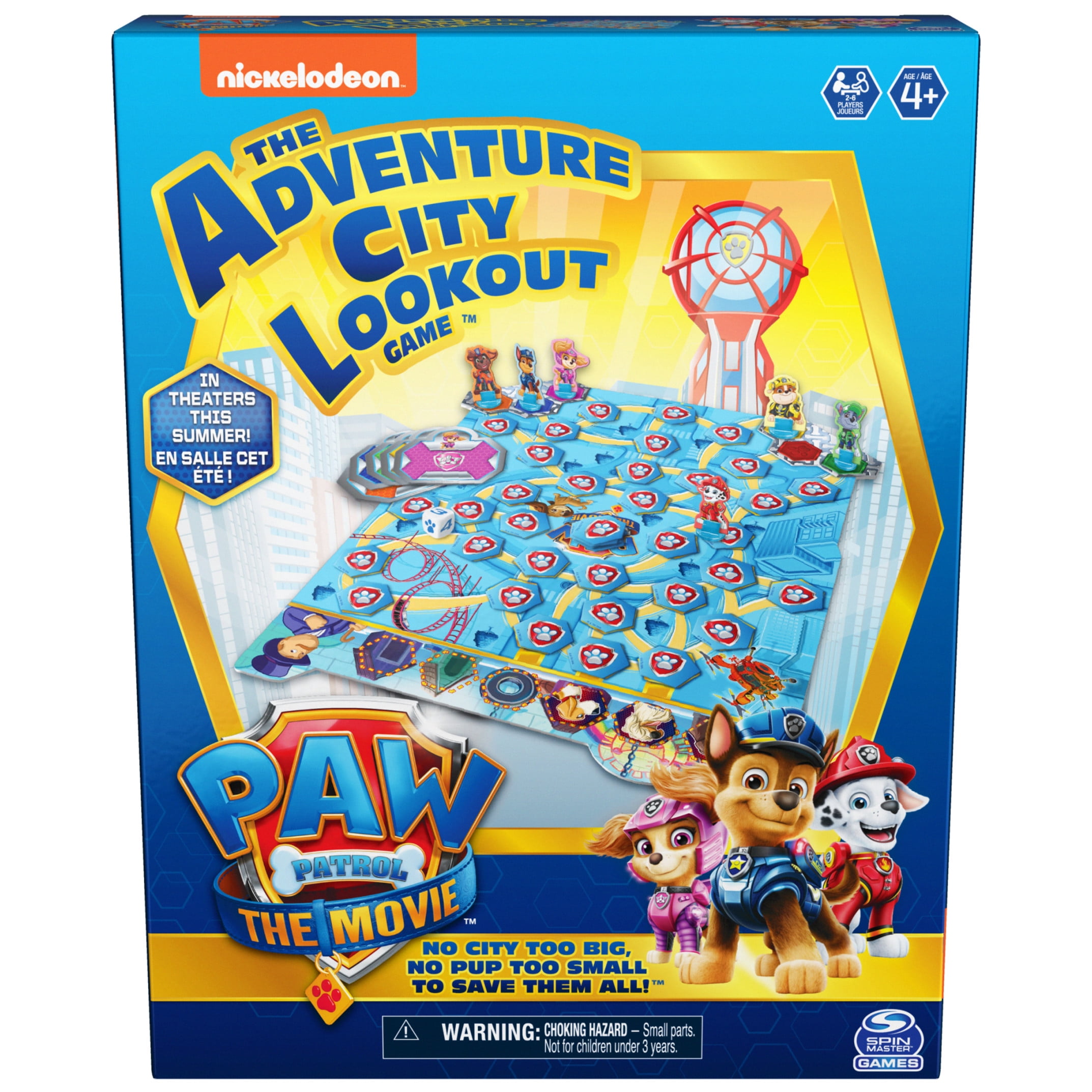 PAW Patrol The Movie, Adventure City Lookout Board Game for Preschoolers and Kids Ages 4 and up