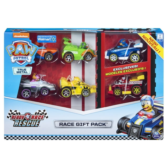 PAW Patrol, True Metal Ready Race Rescue Gift Pack of 6 Race Car Collectible Die-Cast Vehicles, 1:55 Scale