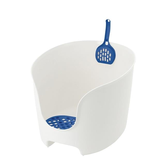 PAW TRAX High Wall Cat Litter Box - White/Blue