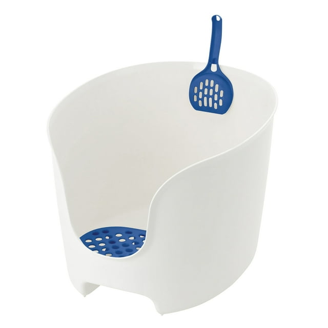 PAW TRAX High Wall Litter Box, White/Blue