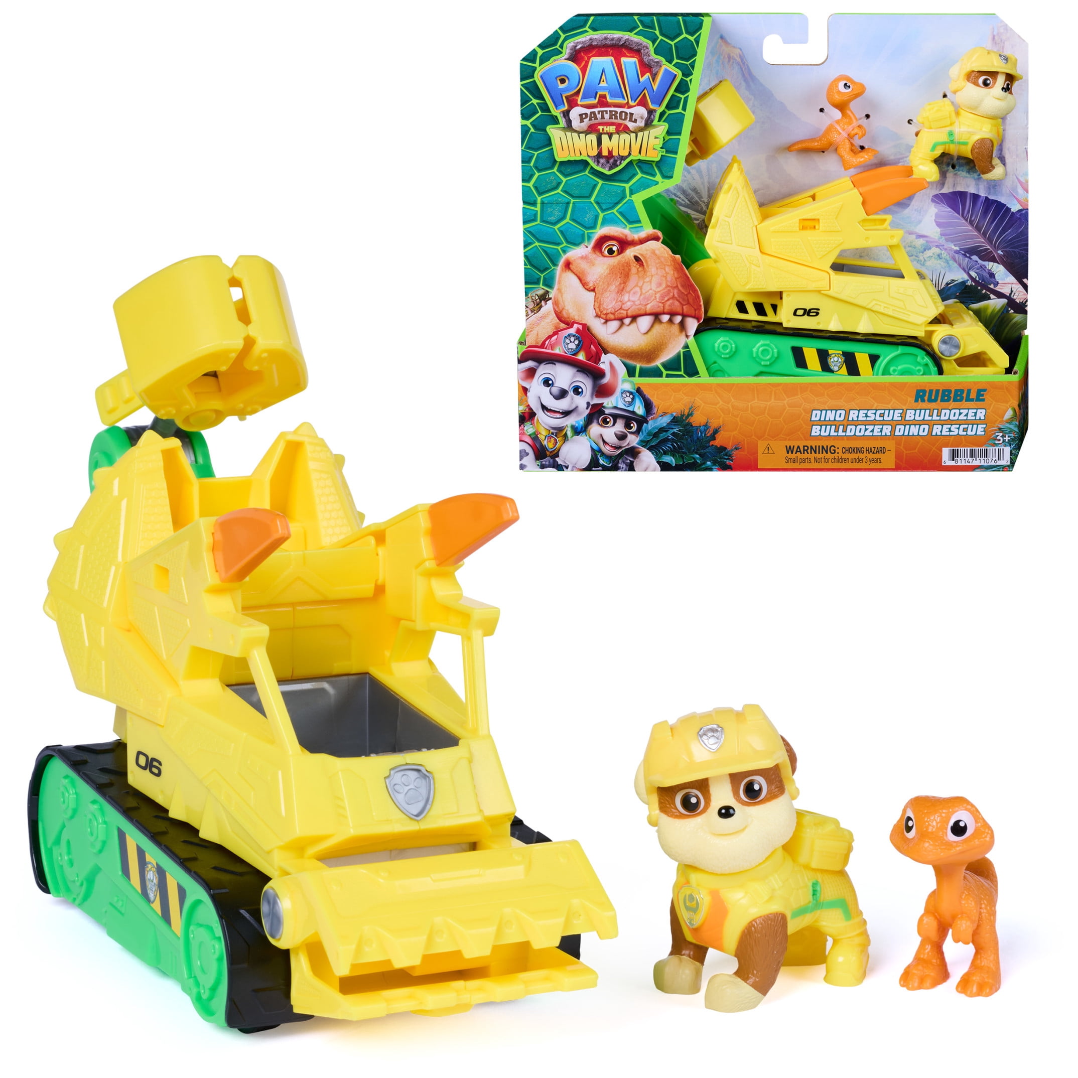 PAW Patrol: The Dino Movie Rubble Dino Rescue Bulldozer, Ages 3+