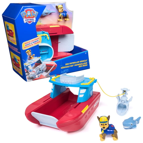 PAW Patrol Sea Patroller Vehicle with Chase and Shark Figure, 2 Patrol Modes, Kids Toys for Boys and Girls Ages 3 and Up