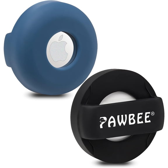 PAWBEE Airtag Dog Collar Holder, 2-Pack Round Silicone Holder for Apple Airtag, Fits Small & Large Dogs and Cats