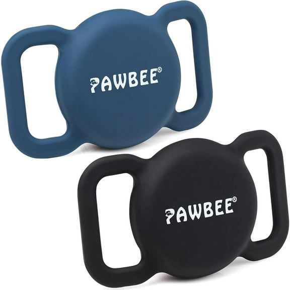 PAWBEE Airtag Dog Collar Holder - 2 Pack Square Apple Air Tag Dog Collar Holder - Soft Silicone Dog AirTag Holder, Air Tag Pet Collar Case for Small Medium Large Dogs & Cats - Dog Collar