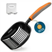 PAWBEE Cat Litter Scooper, 13.5 Long Handle, 2 Deep Shovel, Stainless Steel Hook