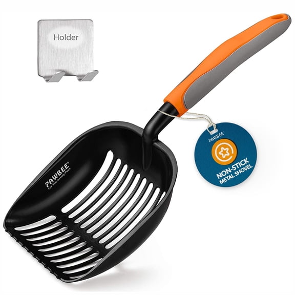 Pawbee Pooper Scooper for Cats, Litter Box Scoop, 13.5 Long Handle, 2 Deep Shovel