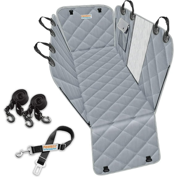 Pawbee Dog Car Seat Cover, Nonslip, Scratchproof & Waterproof Pet Hammock with Seatbelt, 1 Count
