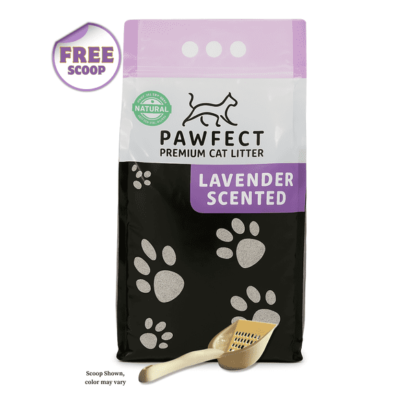 PAWFECT Premium Clumping Cat Litter, Bentonite, Low-Dust, Lavender Scent, 9.6 lb. / 5L