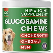 PAWFECTCHEW Glucosamine Dog Treats for Picky Eaters - Joint Supplement w/Chondroitin, MSM, Omega-3 - Joint Pain Relief - Advanced Formula - Chicken Flavor - Made in USA - 120 Ct