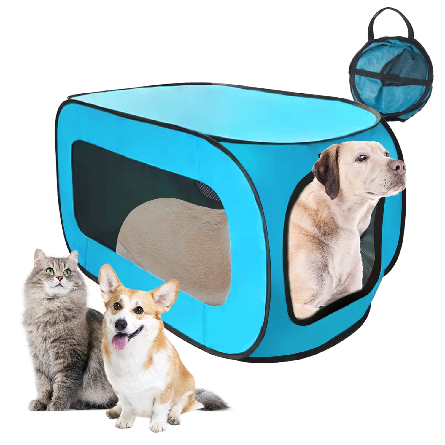 PAWISE 32.5" Pop-up Mesh Pet Travel Crate Soft-sided Portable Indoor/Outdoor Pet Kennel Light-weighted Foldable Cat/Dog/Rabbits Play Tent