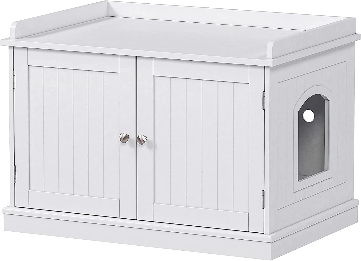 PAWLAND Lager Cat Washroom Storage Bench,cat Litter Box Enclosures -White