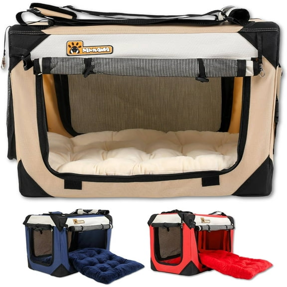 Extra Large Cat Carrier 24"x16"x16" Soft-Sided with Scratch Pad Foldable Fiberboard Base Plush Cushion Lightweight Pet Crate for Cats Dogs Airline Approved Travel-Friendly Durable Design Dual Entry