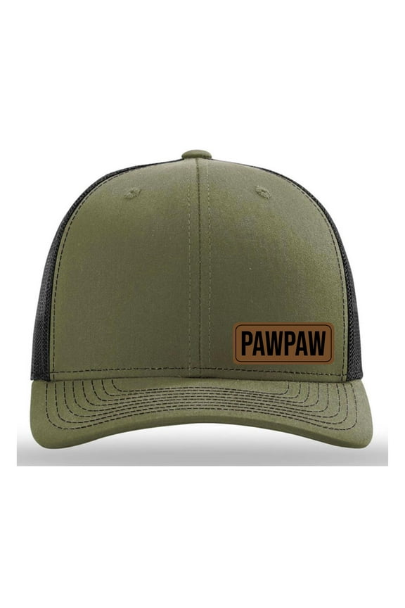 PAWPAW Vegan Leather Patch Cap, Richardson 112, Richardson Hat, Dad Hat, Dad Gift, Dad Birthday Gift, Richardson Hat, Richardson Cap, Richardson 112 (Loden Black)