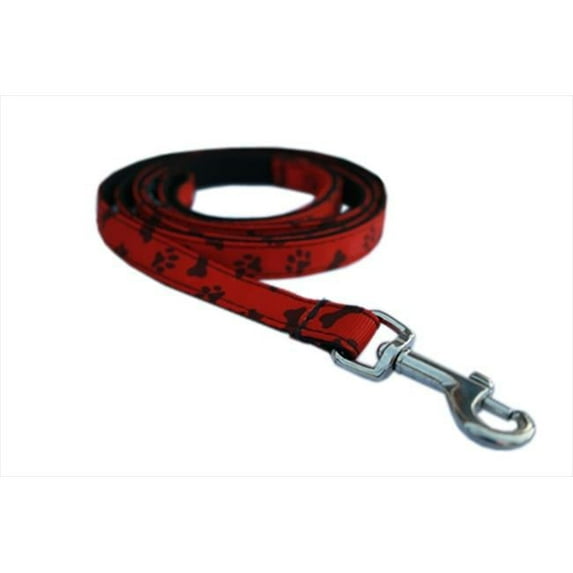 PAWS-BONES-POPPY1-L 4 ft. Paws & Bones-Poppy Dog Leash, Red - Extra Small