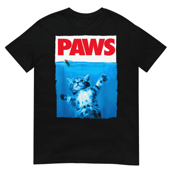PAWS Kitty Cat Short-Sleeve Unisex T-Shirt (Black, S)