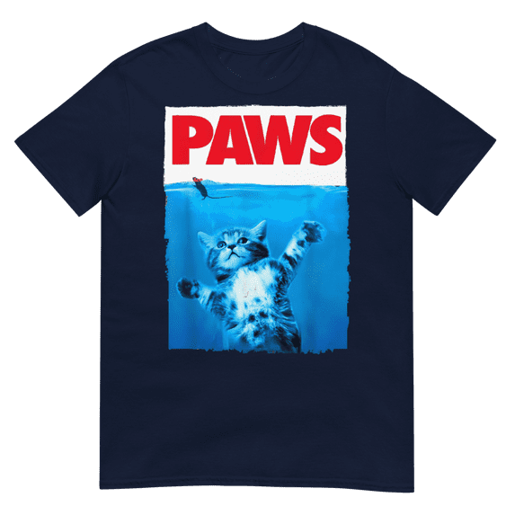 PAWS Kitty Cat Short-Sleeve Unisex T-Shirt (Navy, S)