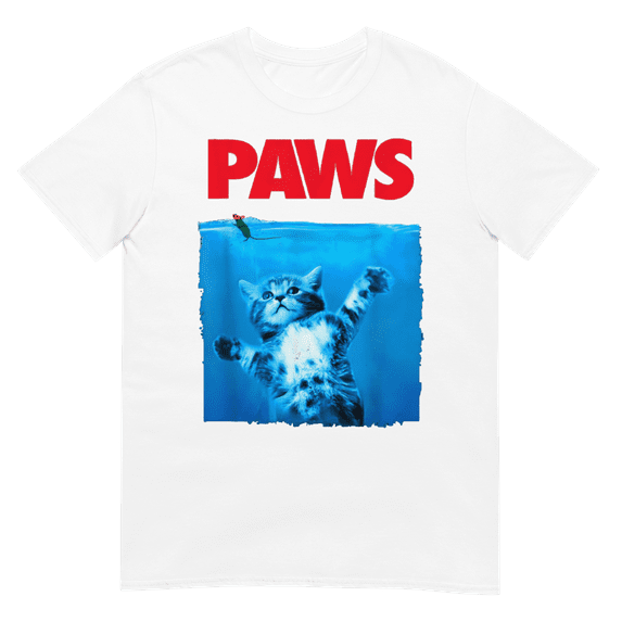 PAWS Kitty Cat Short-Sleeve Unisex T-Shirt (White, S)