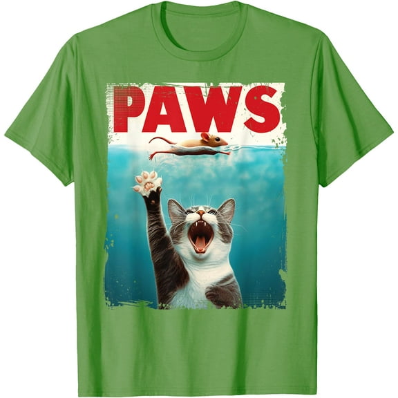 PAWS Parody Cat Mouse Humorous Cat Chasing Mouse Kitten Unisex T-Shirt for Men Women Kids Toddler,Lime Color,Size 3T