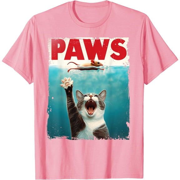 PAWS Parody Cat Mouse Humorous Cat Chasing Mouse Kitten Unisex T-Shirt for Men Women Kids Toddler