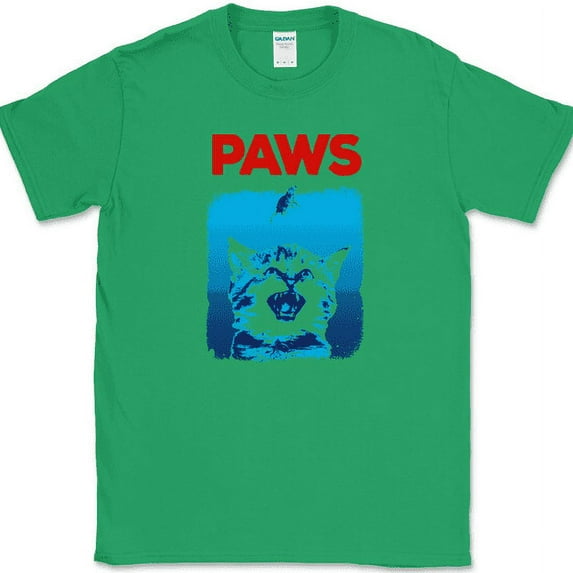 PAWS T-SHIRT Funny Kitten Feline Animal Lover Pet Graphic Tee - Green, 5XL