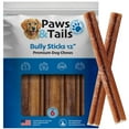 PAWS&TAILS All Natural STF9 Bully Sticks for Dogs OdorFree Beef