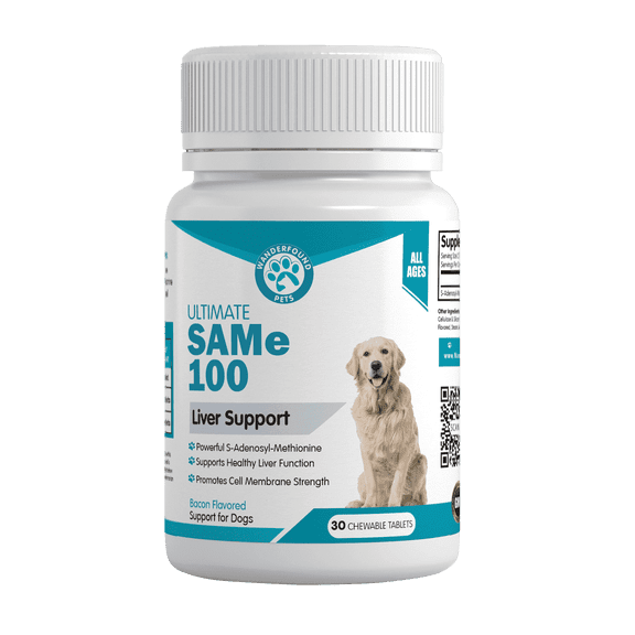 Wanderfound Pets SAMe 100: Kidney & Liver Support for Dogs - Bacon Flavor - 30ct