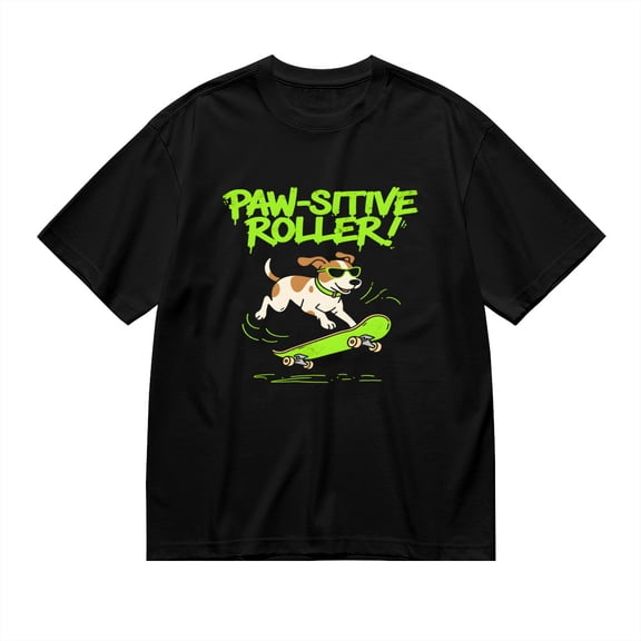 PAWSITIVE ROLLER,Dog On Skateboard Print 5, Vintage T Shirt, Cotton T-Shirt for Men, 23666267,3XL