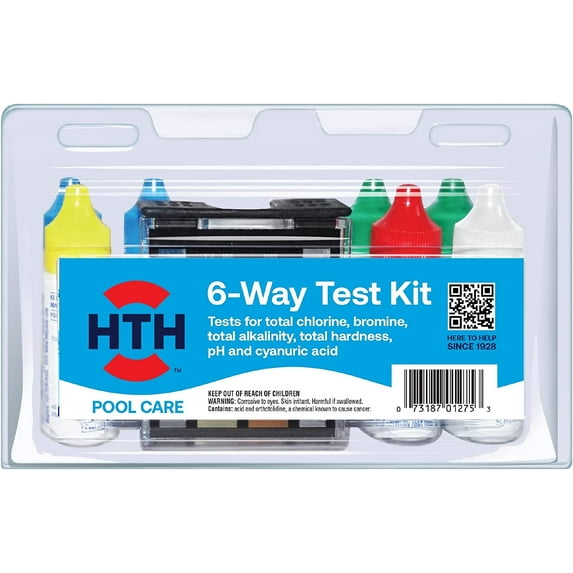 PAWTY 1275 Swimming Pool Care 6-Way Test Kit, Swimming Pool Water Chemical Tester, 100 Tests